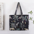 Black Forest Cotton Quilted Tote Bag / Shopping Bag