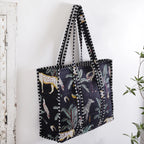 Black Forest Cotton Quilted Tote Bag / Shopping Bag