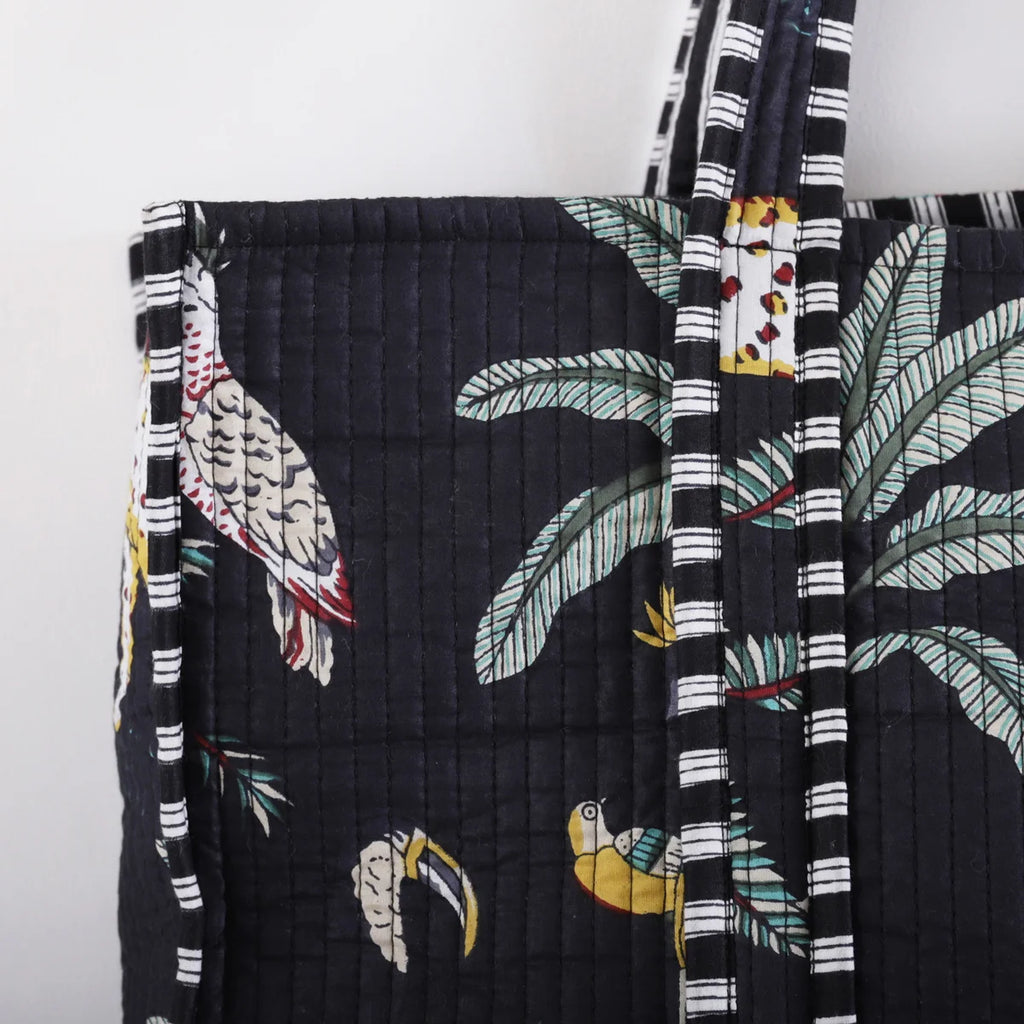 Black Forest Cotton Quilted Tote Bag / Shopping Bag