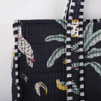 Black Forest Cotton Quilted Tote Bag / Shopping Bag