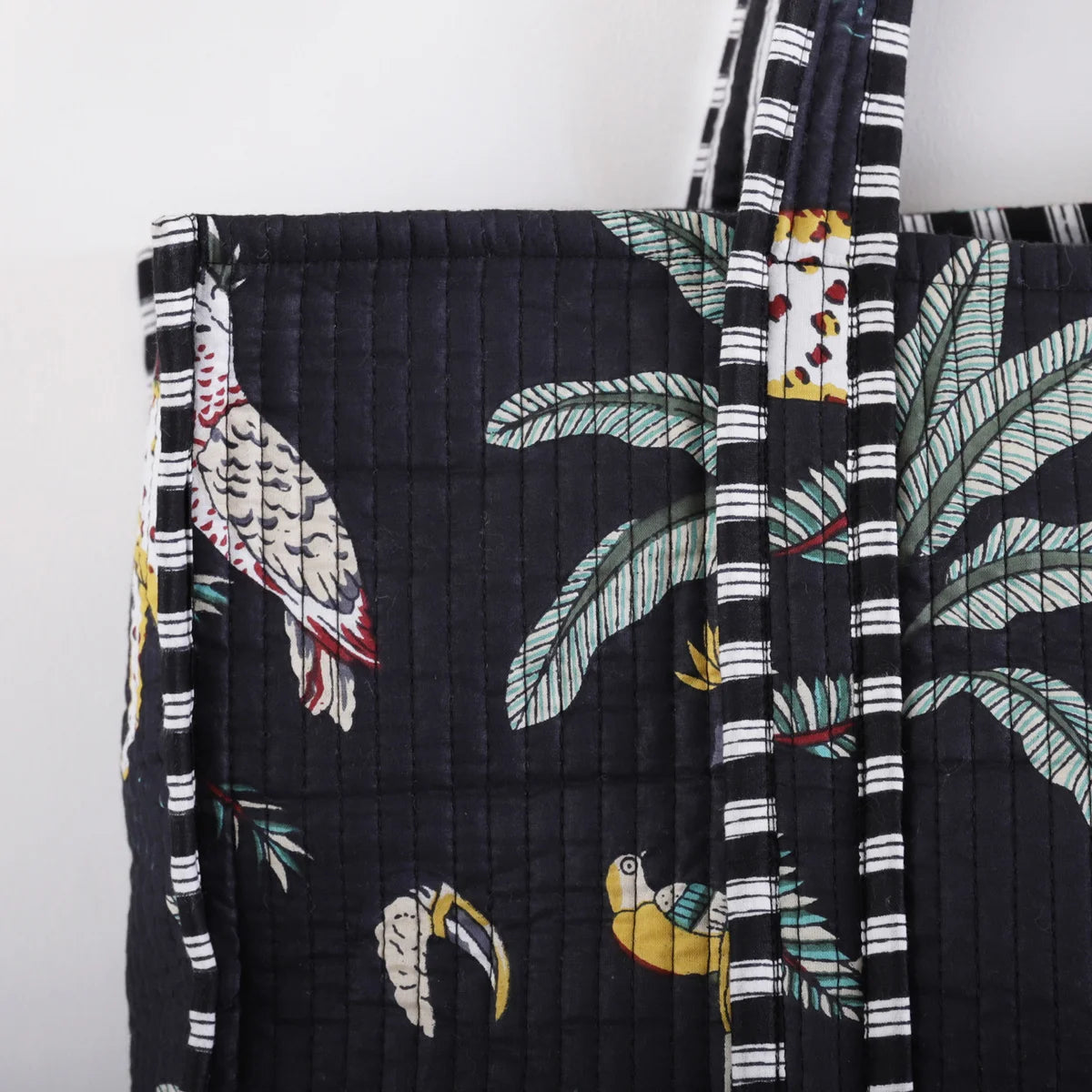 Black Forest Cotton Quilted Tote Bag / Shopping Bag