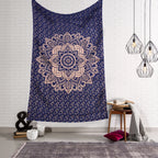 Blue Gold Ombre Mandala Printed Wall Hanging