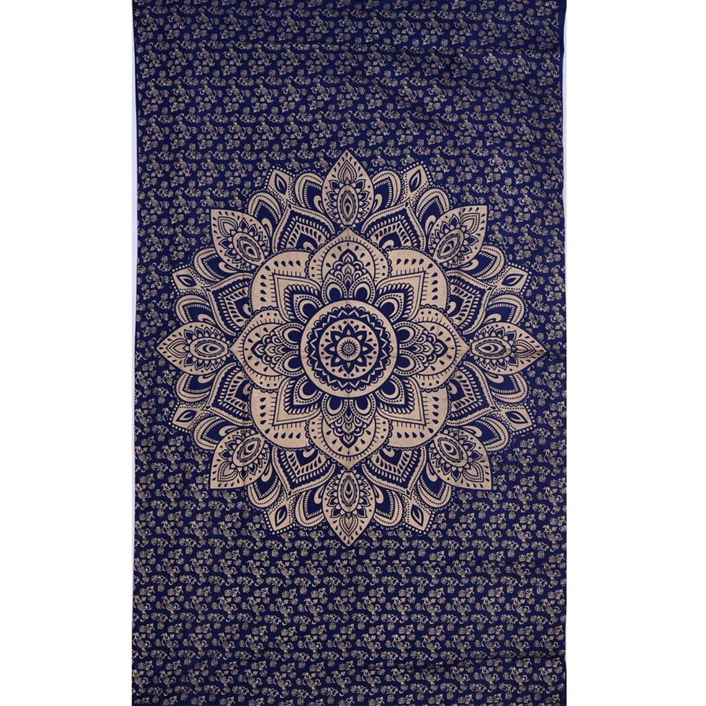 Blue Gold Ombre Mandala Printed Wall Hanging