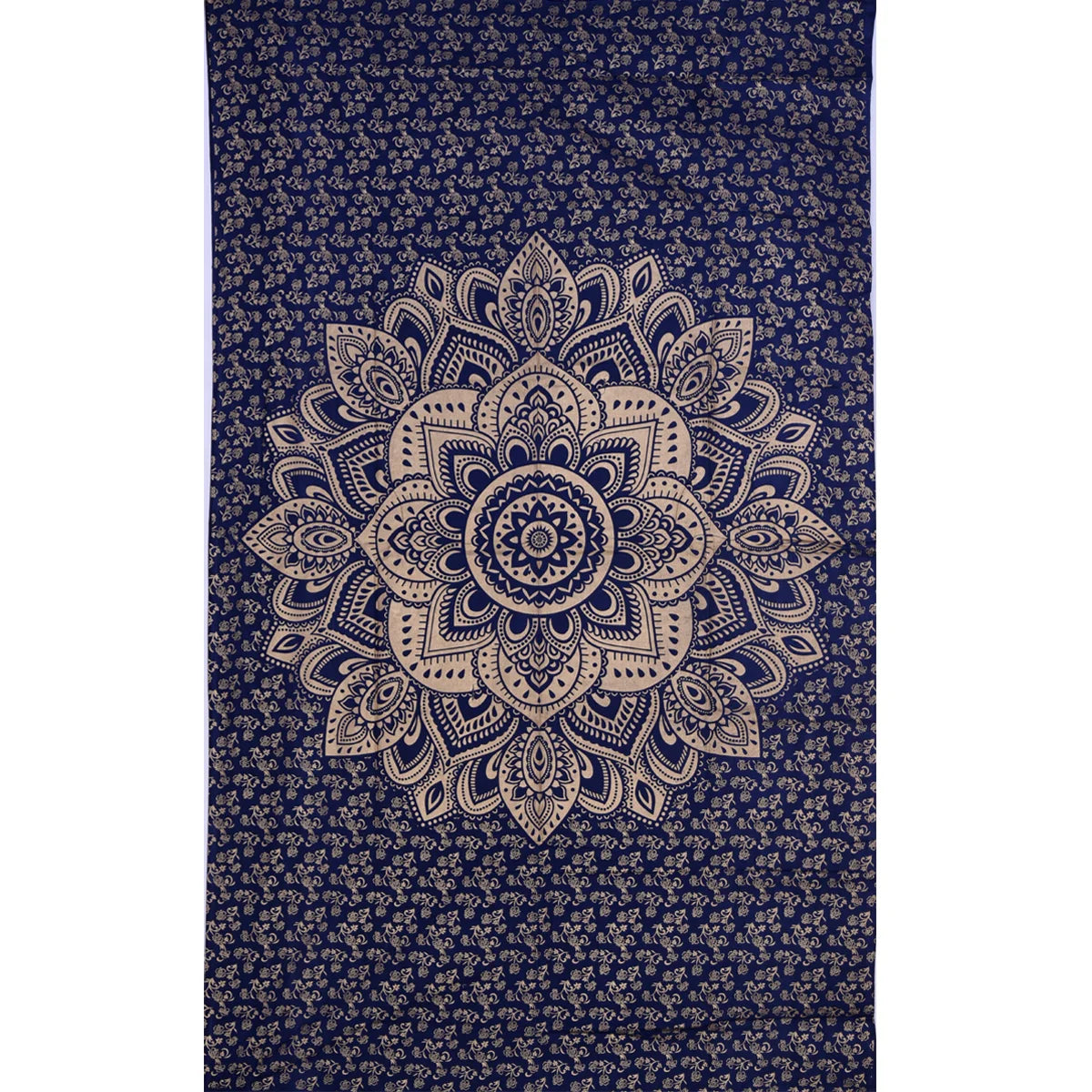 Blue Gold Ombre Mandala Printed Wall Hanging