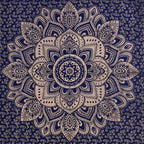Blue Gold Ombre Mandala Printed Wall Hanging