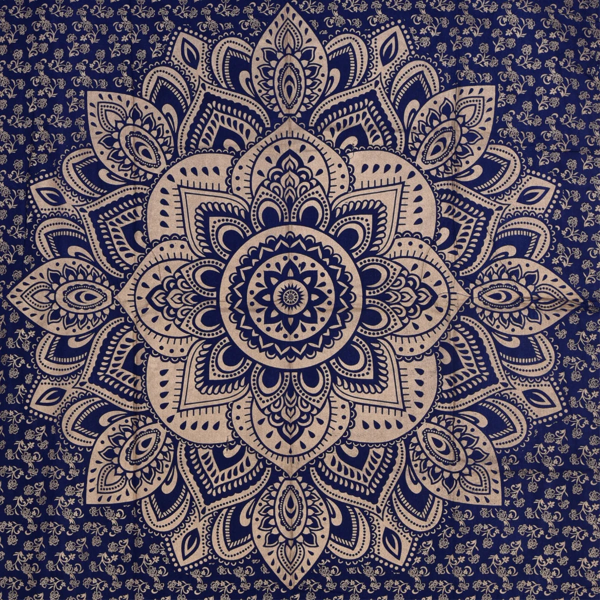 Blue Gold Ombre Mandala Printed Wall Hanging