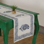 Blue Paisley Print Cotton Table Runner