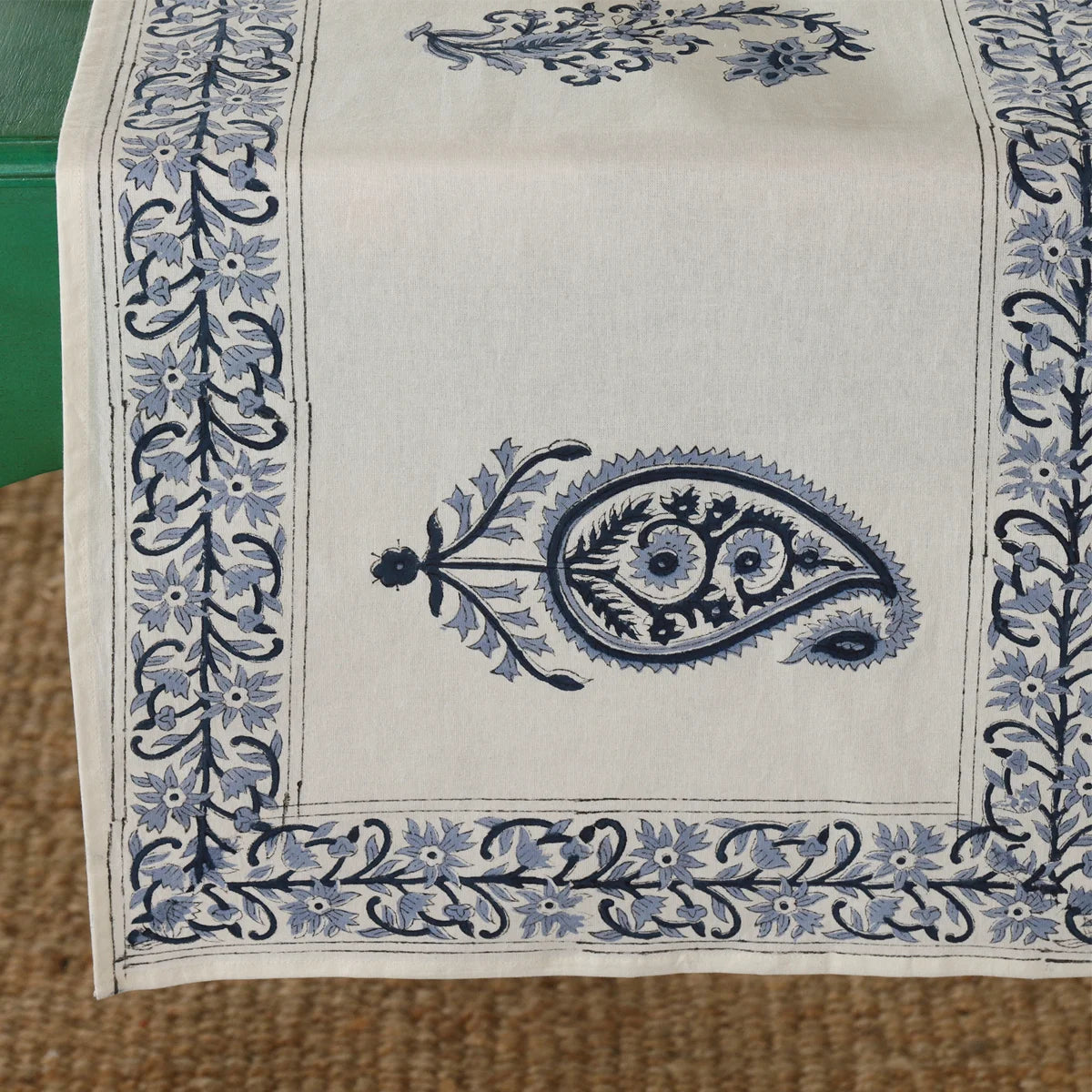 Blue Paisley Print Cotton Table Runner