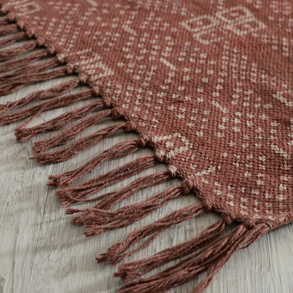 Burgundy Block Printed Rug