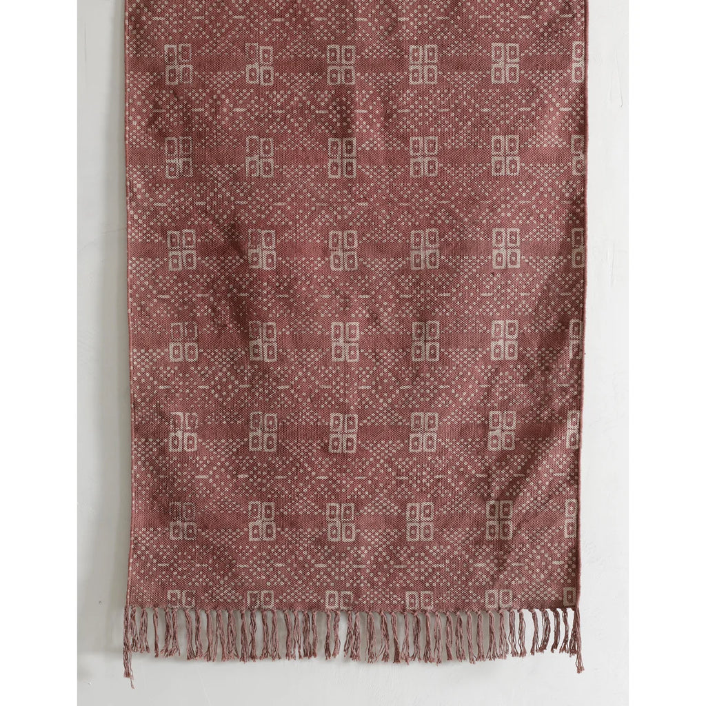 Burgundy Block Printed Rug