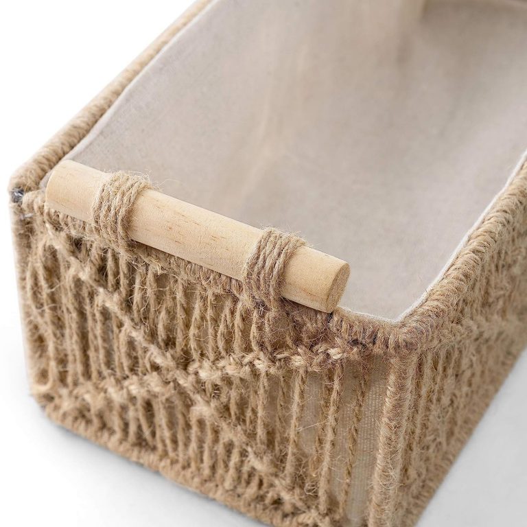 Jute macrame table baskets close shot — handwoven artisan India