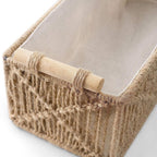 Jute macrame table baskets close shot — handwoven artisan India