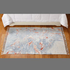 Turquoise Tie Dye Hand Block Print Floral Rug