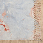 Turquoise Tie Dye Hand Block Print Floral Rug