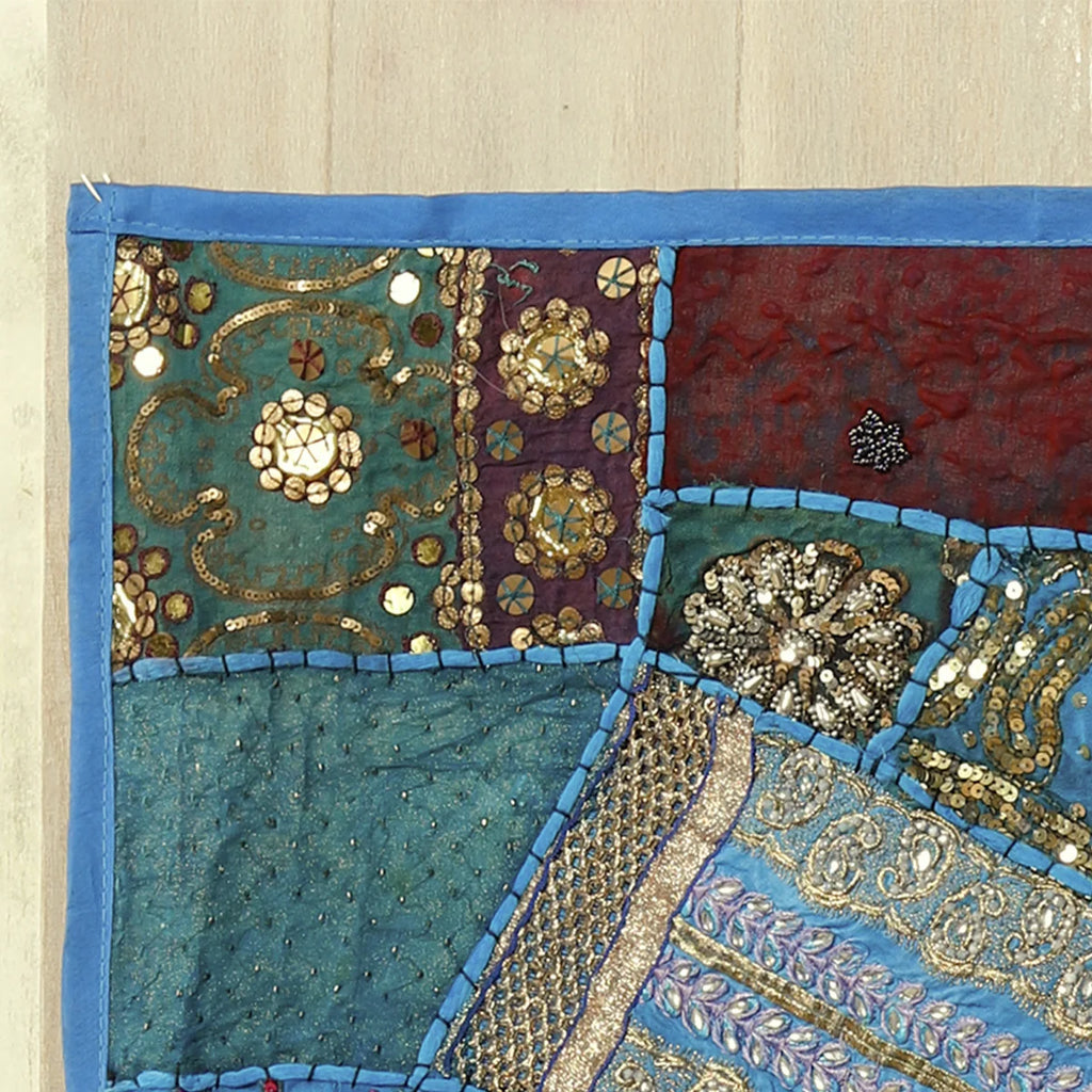 Turquoise Cotton patchwork tapestry