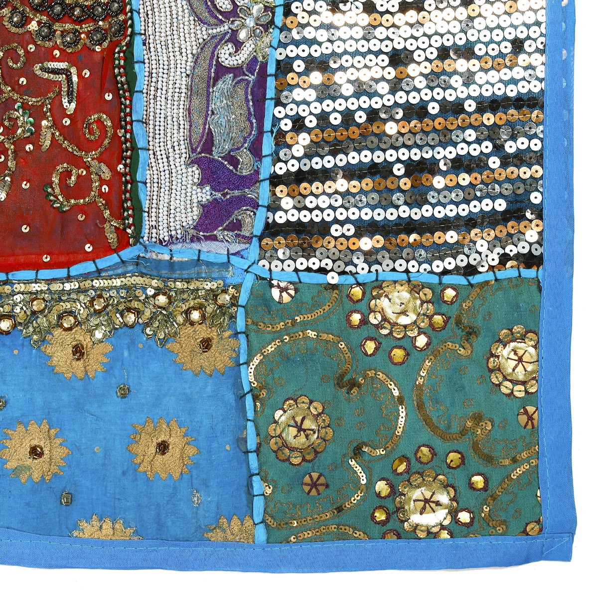 Turquoise Cotton patchwork tapestry