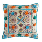 Decorative Tufted & Hand Block Print Dhurrie Cushion Cover