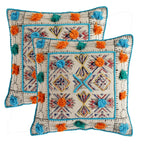 Decorative Tufted & Hand Block Print Dhurrie Cushion Cover