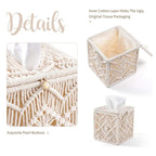 Macrame tissue box cover close-up — boho decor handmade India
