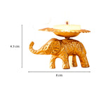 Handcrafted Metal Elephant Diya for Puja | Tealight Candle Holder for Home Décor & Gifting (Pack of 2) | 8 x 6.5 x 4.5 cm Each