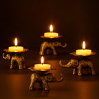Handcrafted Metal Elephant Diya for Puja | Tealight Candle Holder for Home Décor & Gifting (Pack of 2) | 8 x 6.5 x 4.5 cm Each