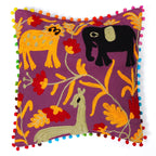 Embroidered Magenta Decorative Cushion Cover 16”