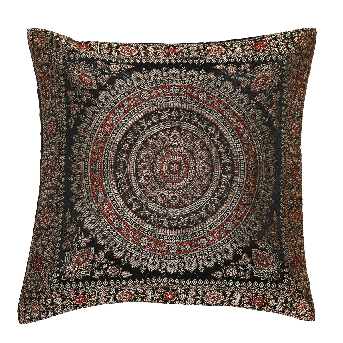Floor Cushion Cover Black Brocade Silk Cushion