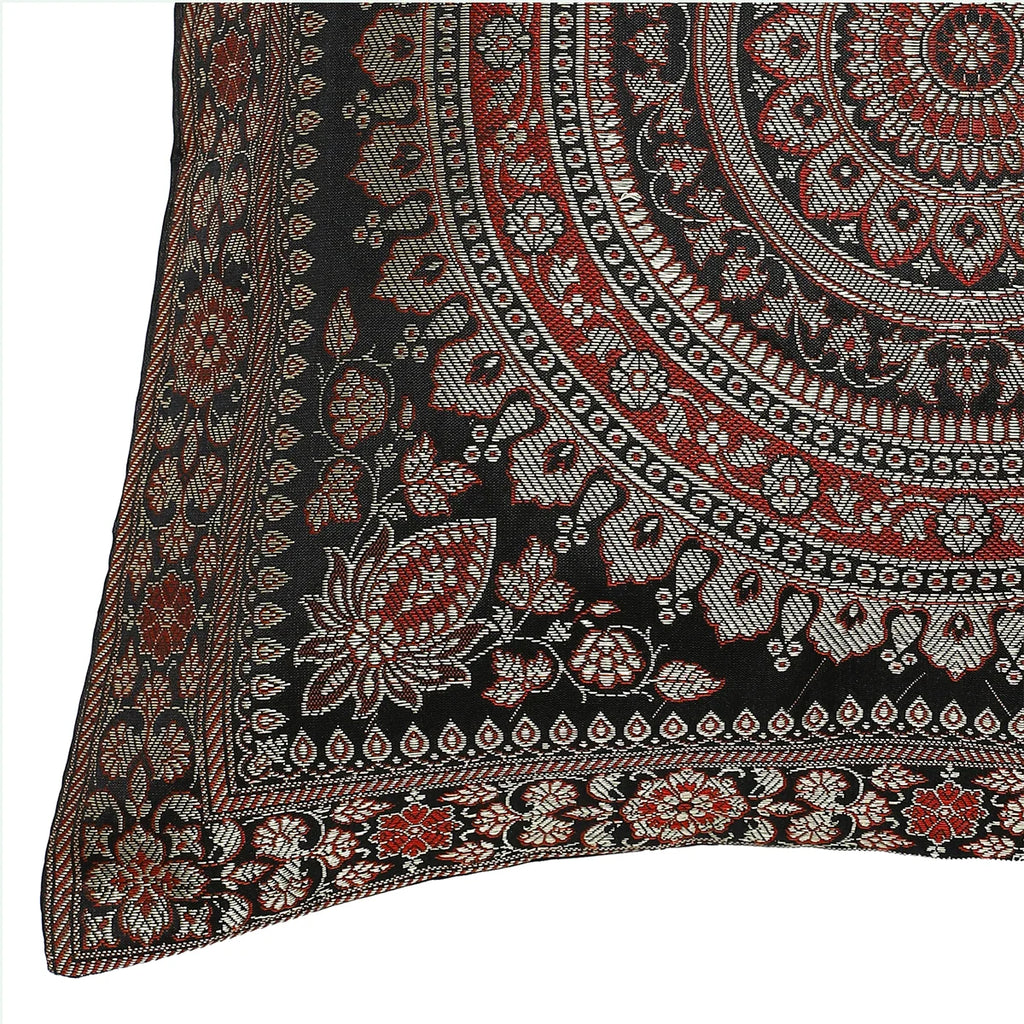 Floor Cushion Cover Black Brocade Silk Cushion