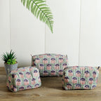 Green Beautiful Floral Toiletry Bag Cosmetic Punches