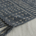 Grey Paisley Block Printed Rug