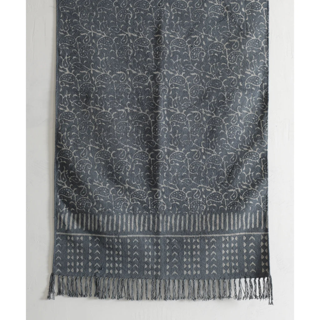 Grey Paisley Block Printed Rug
