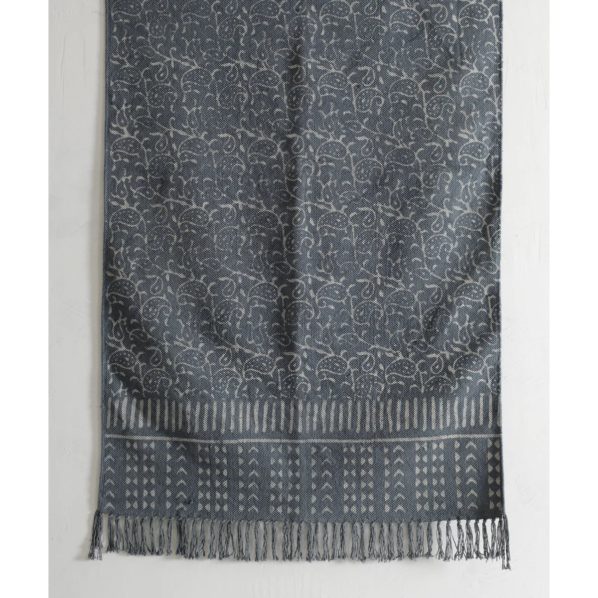 Grey Paisley Block Printed Rug