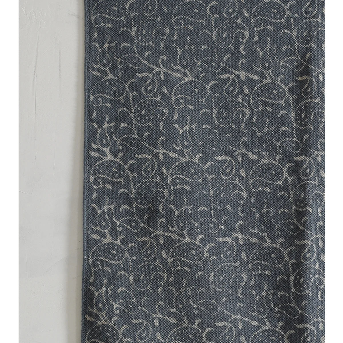 Grey Paisley Block Printed Rug