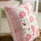 Hand Block Floral Printed 100% Cotton Cushion Cover Set Of 2