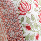 Hand Block Floral Printed 100% Cotton Cushion Cover Set Of 2