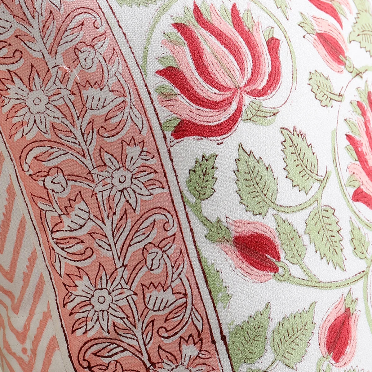 Hand Block Floral Printed 100% Cotton Cushion Cover Set Of 2