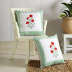 Hand Block Marigold Floral Cotton Home Sofa Cushion Cover Set Of 2