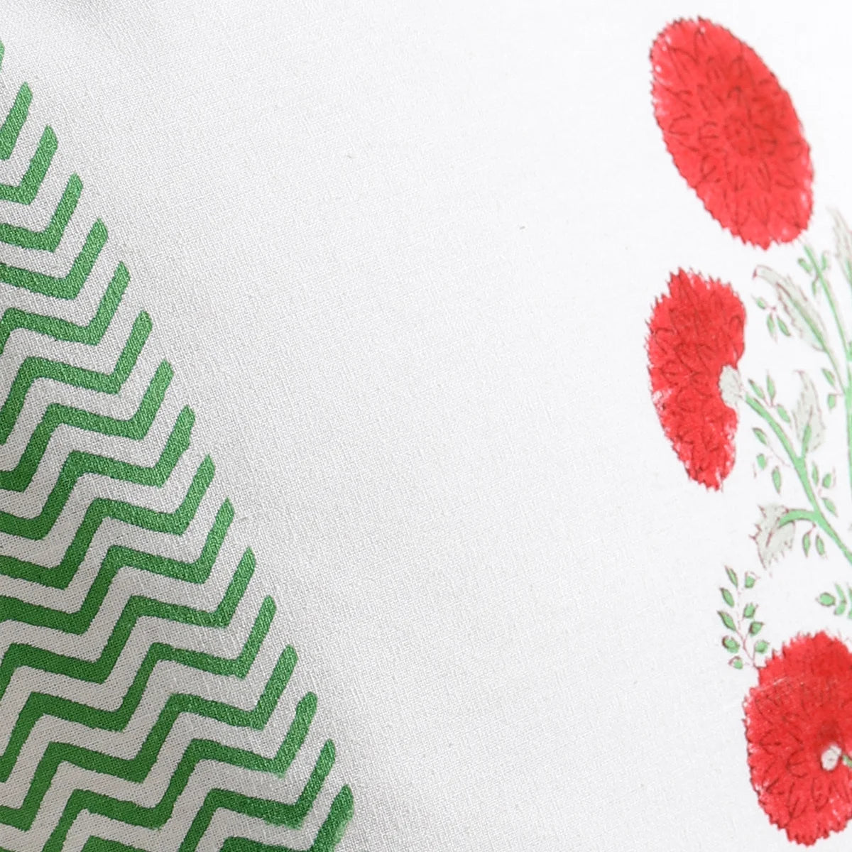 Hand Block Marigold Floral Cotton Home Sofa Cushion Cover Set Of 2