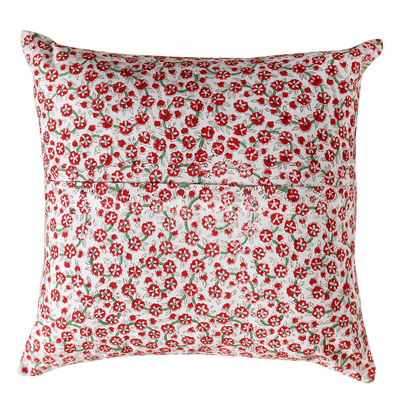 Hand Block Marigold Floral Cotton Home Sofa Cushion Cover Set Of 2