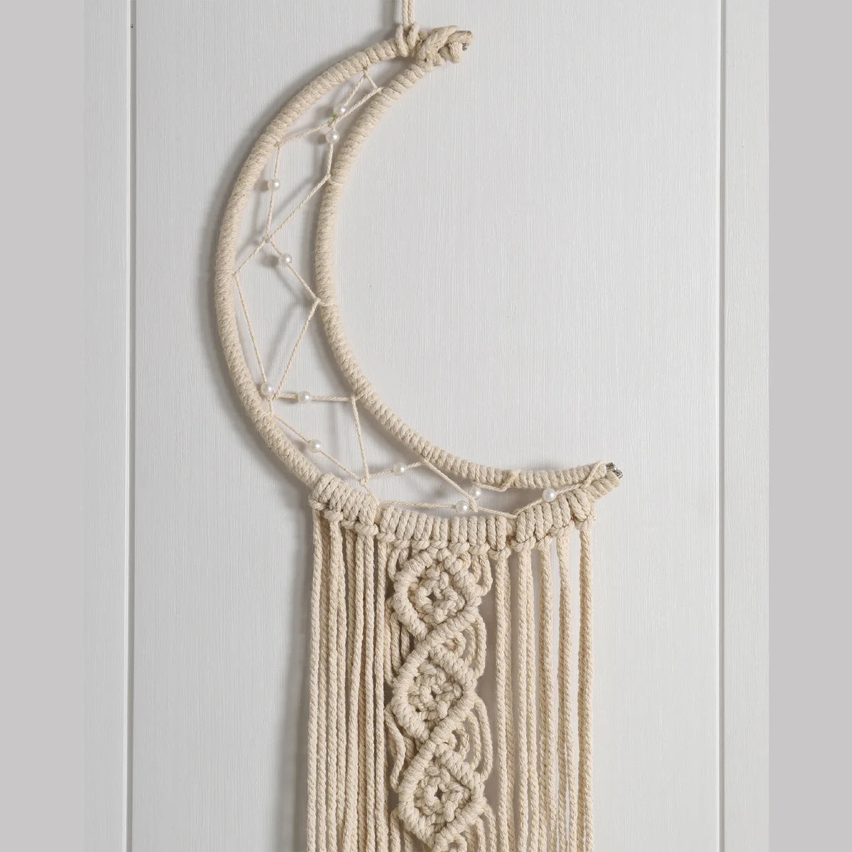 Hand Knotted Romantic Moon Home Wall Decor Cotton Macrame