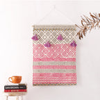 Hand Printed Macrame Woven Wall Hanging Tapestry
