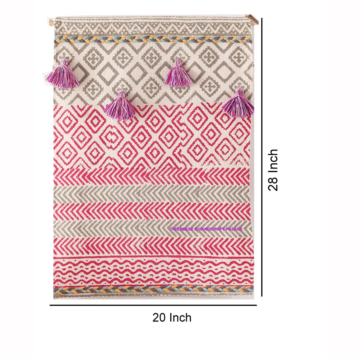 Hand Printed Macrame Woven Wall Hanging Tapestry