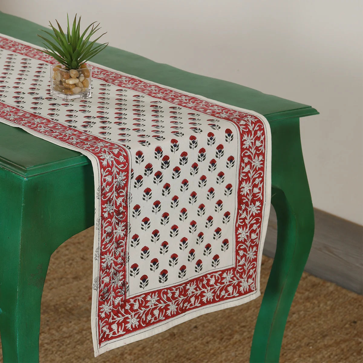 Handmade Floral Print Cotton Table Runner