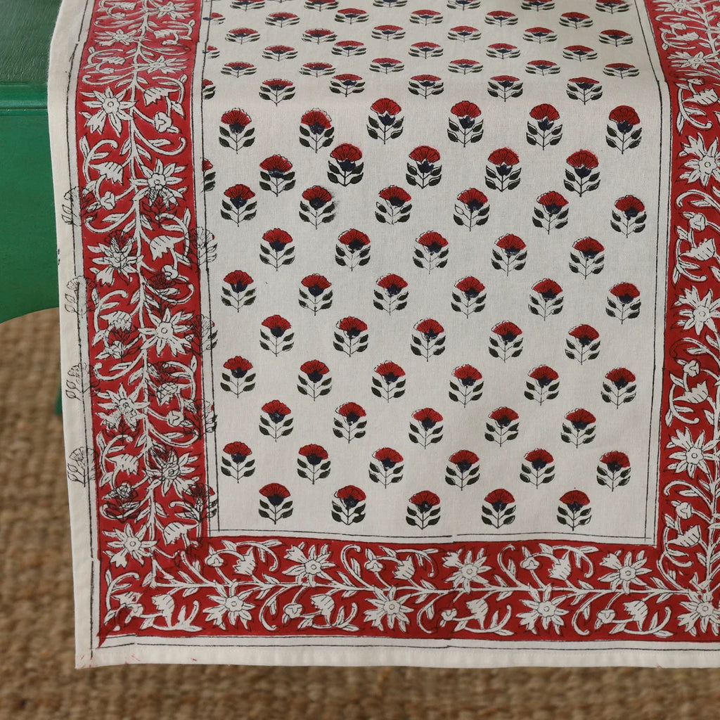 Handmade Floral Print Cotton Table Runner