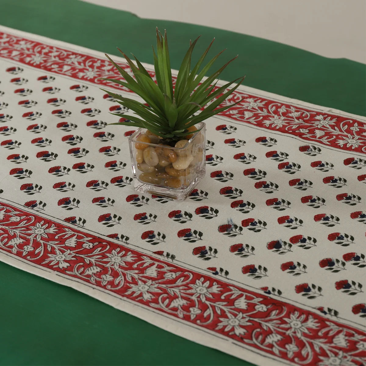 Handmade Floral Print Cotton Table Runner