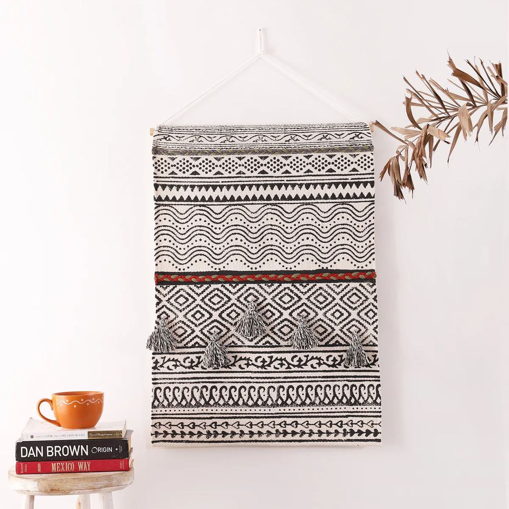 Handmade Macrame Block Printed Wall Hanging