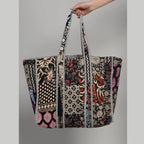 Handmade Quilted Patchwork Design Black Carry Bag