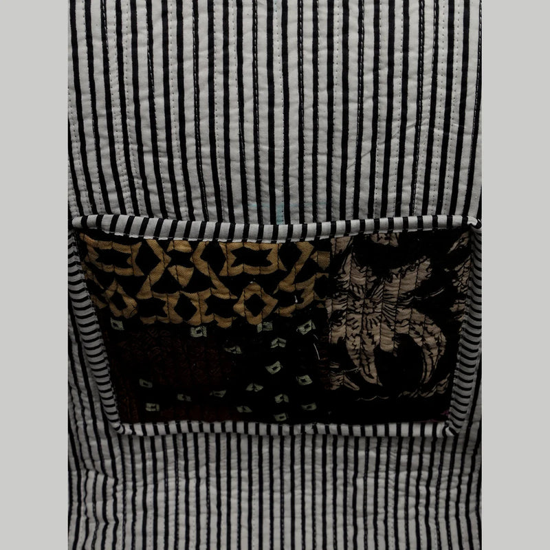 Handmade Quilted Patchwork Design Black Carry Bag