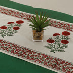 Indian Hand Block Floral Print Cotton Table Runner