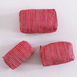 Indian Handmade Red Striped Print Toiletries Bags